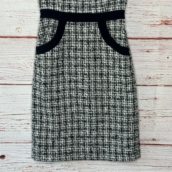 Milly of New York Boucle Tweed Sleeveless Sheath Dress Black/White Sz 0 - Picture 4 of 14